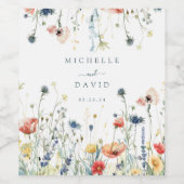 Étiquette Pour Bouteilles De Vin Mariage Fleur sauvage dynamique (Étiquettes simples)