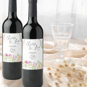 Étiquette Pour Bouteilles De Vin Mariage Fleur sauvage Meadow