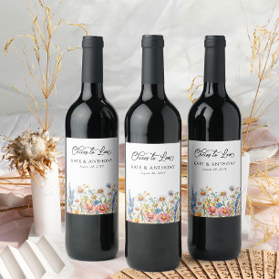 Étiquette Pour Bouteilles De Vin Mariage Fleur sauvage pour l'amour du pays