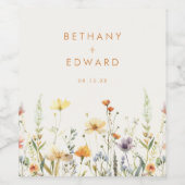 Étiquette Pour Bouteilles De Vin Mariage Fleur sauvage rustique (Étiquettes simples)