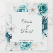 Étiquette Pour Bouteilles De Vin Mariage Fleur sauvage turquoise et non blanc (Étiquettes simples)