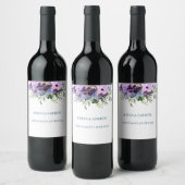 Étiquette Pour Bouteilles De Vin Mariage fleuri violet (Bouteilles)