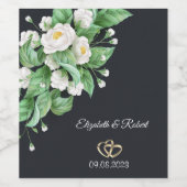 Étiquette Pour Bouteilles De Vin Mariage Fleurs Blanches (Étiquettes simples)