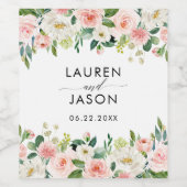 Étiquette Pour Bouteilles De Vin Mariage Floral, Boho, Rustique, Cadre Floral (Étiquettes simples)