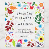 Étiquette Pour Bouteilles De Vin Mariage floral chic boho moderne (Étiquettes simples)