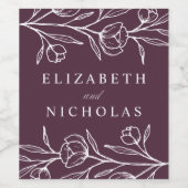 Étiquette Pour Bouteilles De Vin Mariage floral croisé (Étiquettes simples)