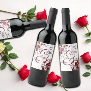 Étiquette Pour Bouteilles De Vin Mariage Floral de Bourgogne