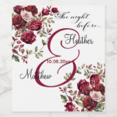 Étiquette Pour Bouteilles De Vin Mariage Floral de Bourgogne (Étiquettes simples)