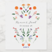 Étiquette Pour Bouteilles De Vin Mariage floral du jardin secret (Étiquettes simples)