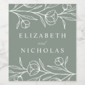 Étiquette Pour Bouteilles De Vin Mariage floral esquissé (Étiquettes simples)