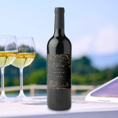Étiquette Pour Bouteilles De Vin Mariage Floral Linal Or - Noir