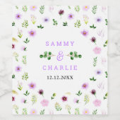 Étiquette Pour Bouteilles De Vin Mariage floral pourpre printanier (Étiquettes simples)