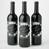Étiquette Pour Bouteilles De Vin Mariage floral rose noire et blanche (Bouteilles)