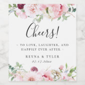 Étiquette Pour Bouteilles De Vin Mariage floral rose pâle (Étiquettes simples)