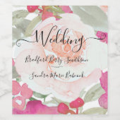 Étiquette Pour Bouteilles De Vin Mariage floral rose pâle simple (Étiquettes simples)