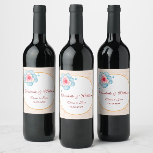 Étiquette Pour Bouteilles De Vin Mariage floral rustique (Bouteilles)