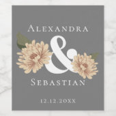 Étiquette Pour Bouteilles De Vin Mariage Floral Simple Et Élégant Enregistrer La Da (Étiquettes simples)