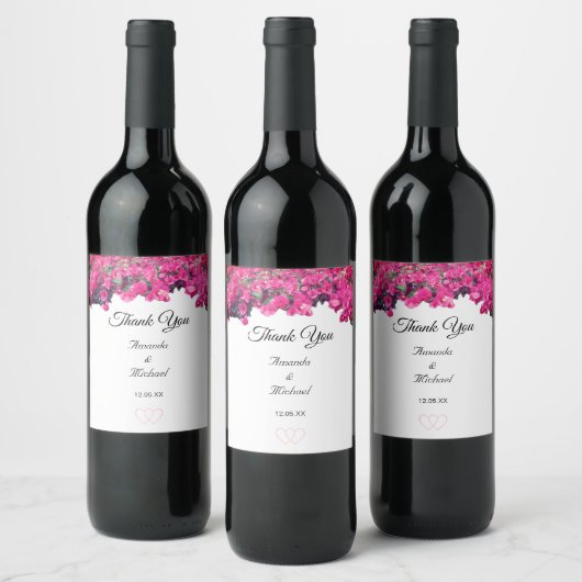 Étiquette Pour Bouteilles De Vin Mariage floral tropical (Bouteilles)