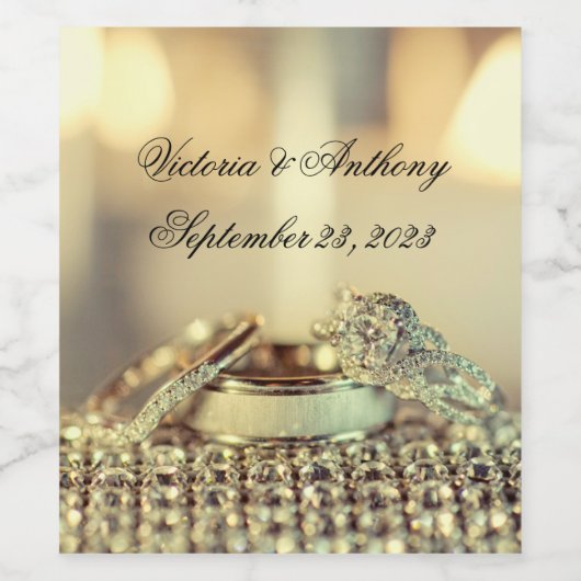 Étiquette Pour Bouteilles De Vin Mariage Gold Nom élégant Date Script (Étiquettes simples)