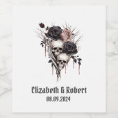 Étiquette Pour Bouteilles De Vin Mariage gothique noir Rose crânes (Étiquettes simples)