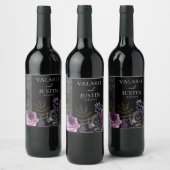Étiquette Pour Bouteilles De Vin Mariage gothique violet et noir floral (Bouteilles)
