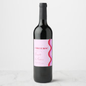 Étiquette Pour Bouteilles De Vin Mariage Gras Retro Wave rose et Red Script (Devant)