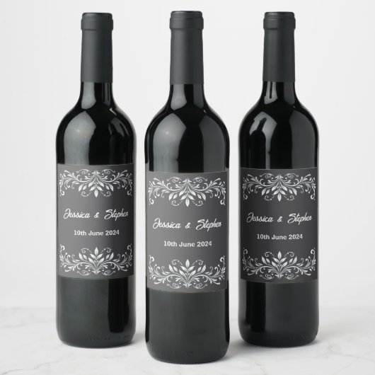 Étiquette Pour Bouteilles De Vin Mariage gris (Bouteilles)