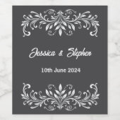Étiquette Pour Bouteilles De Vin Mariage gris (Étiquettes simples)