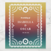Étiquette Pour Bouteilles De Vin Mariage inspiré par Gradient Sunset Papel Picado (Étiquettes simples)