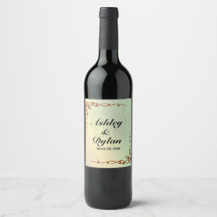 Étiquette Pour Bouteilles De Vin Mariage jaune vert des nuances d'automne