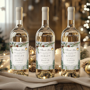Étiquette Pour Bouteilles De Vin Mariage Lanterne Botanique Pin Rustique Hivernal C
