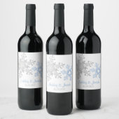 Étiquette Pour Bouteilles De Vin Mariage Lapis Blue Silver Snowflake (Bouteilles)