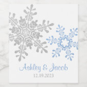 Étiquette Pour Bouteilles De Vin Mariage Lapis Blue Silver Snowflake (Étiquettes simples)