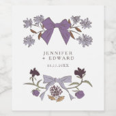 Étiquette Pour Bouteilles De Vin Mariage Lilac Bows & Blossoms (Étiquettes simples)