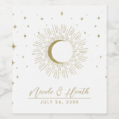 Étiquette Pour Bouteilles De Vin Mariage Lune Déburst Céleste Étoiles Blanches & Do (Étiquettes simples)