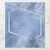 Étiquette Pour Bouteilles De Vin Mariage Lush Palm Leaf Welcome Windsor Blue ID956 (Étiquettes simples)