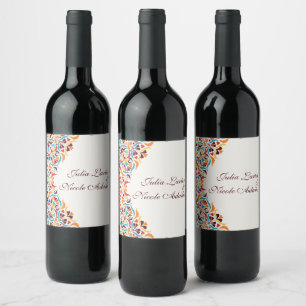 Étiquette Pour Bouteilles De Vin Mariage Luxueux Fantaisiste Style Floral Ivoire Bo