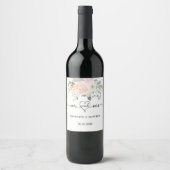 Étiquette Pour Bouteilles De Vin Mariage m. mme heart blush florals script (Devant)