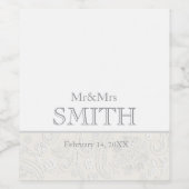 Étiquette Pour Bouteilles De Vin Mariage M. & Mme NOM Elegant Grey White (Étiquettes simples)