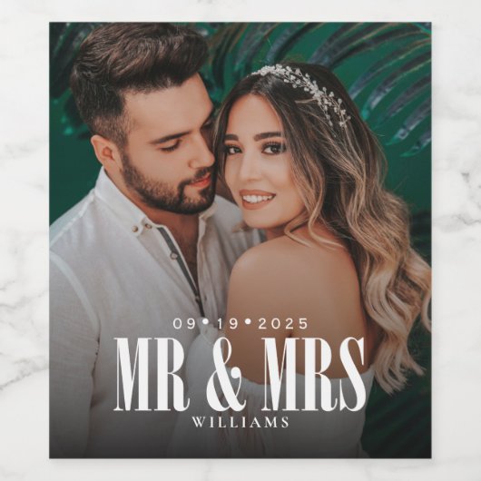 Étiquette Pour Bouteilles De Vin Mariage M. & Mme Photo (Étiquettes simples)