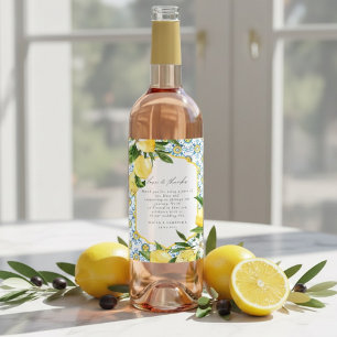 Étiquette Pour Bouteilles De Vin Mariage Méditerranéen au Citron