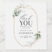 Étiquette Pour Bouteilles De Vin mariage Merci aquarelle feuillage (Étiquettes simples)