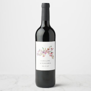 Étiquette Pour Bouteilles De Vin Mariage minimaliste Boho rose Fleur sauvage person