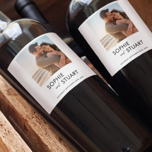 Étiquette Pour Bouteilles De Vin Mariage minimaliste de typographie simple photo
