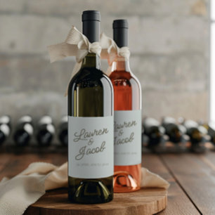Étiquette Pour Bouteilles De Vin Mariage minimaliste moderne vert