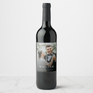 Étiquette Pour Bouteilles De Vin Mariage Minimaliste Typographie Script