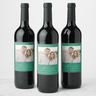 Étiquette Pour Bouteilles De Vin Mariage Minimaliste Vert Joyeux