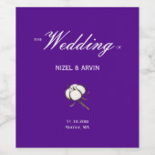 Étiquette Pour Bouteilles De Vin Mariage moderne en coton violet profond (Étiquettes simples)