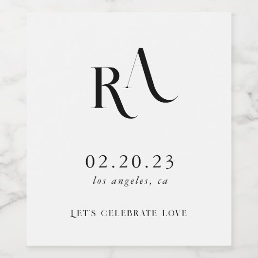 Étiquette Pour Bouteilles De Vin Mariage moderne et chic (Étiquettes simples)