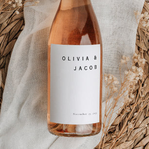 Étiquette Pour Bouteilles De Vin Mariage moderne minimaliste